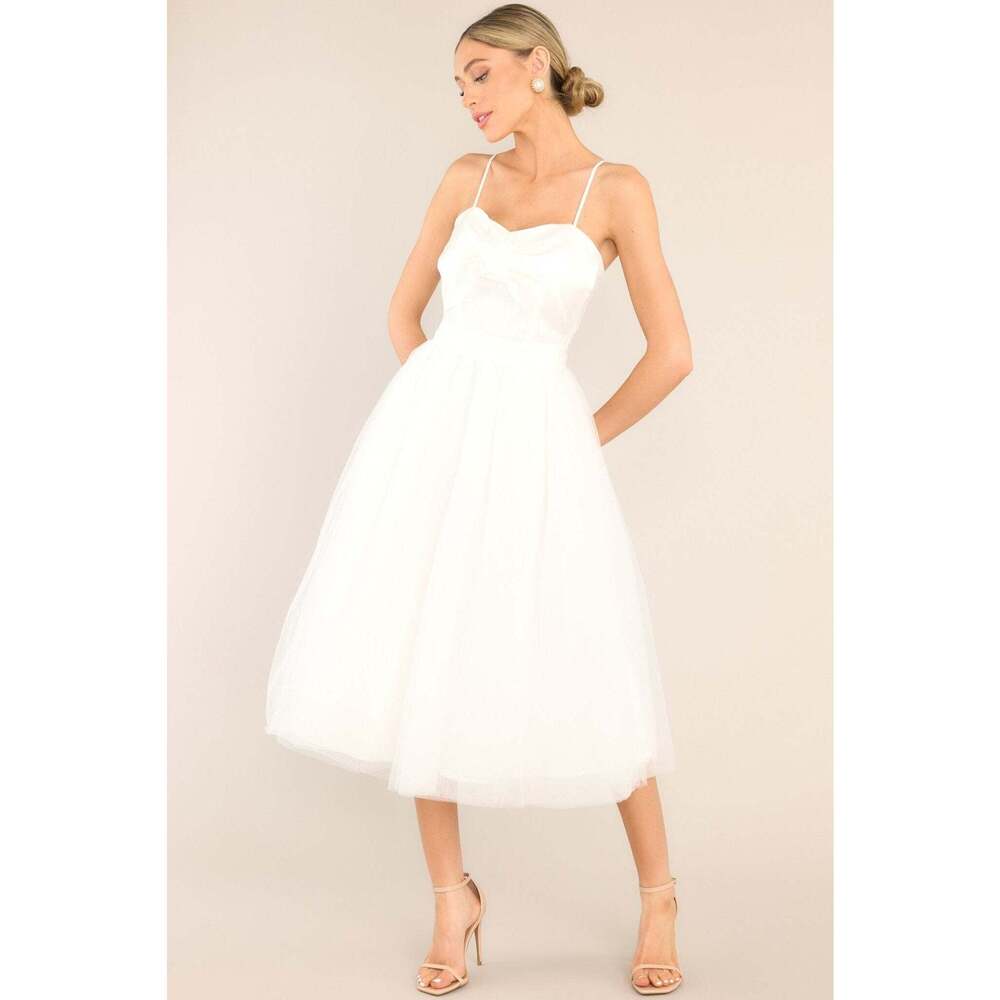 Dance On Air White Tulle Midi Dress Size XS / White